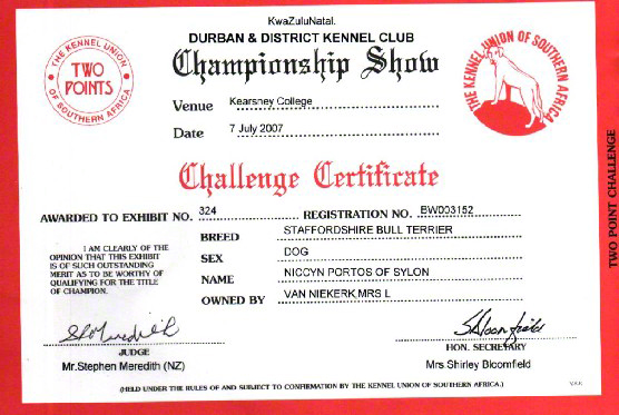 Championship Certificate