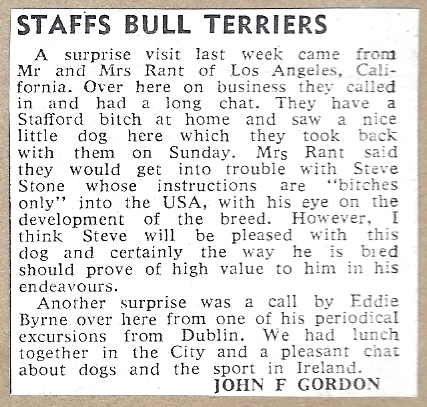 John F. Gordon report on a visit from Mr. and Mrs. Rant from California.